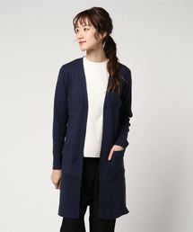 コットンメランジリブ ロングカーディガン