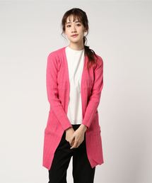 コットンメランジリブ ロングカーディガン