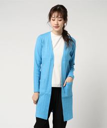 コットンメランジリブ ロングカーディガン