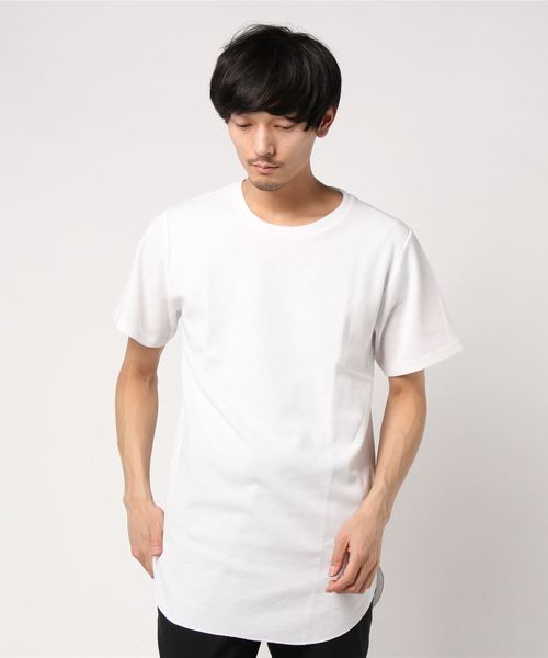 MinoriTY(マイノリティ)の「Tシャツ 半袖 ワッフル ロング丈 無地Tシャツ(Tシャツ/カットソー・メンズ・ピンク/ブラック/ベージュ/カーキ/オフホワイト/杢グレー/ネイビー・L/M/XL)」の2枚目の写真