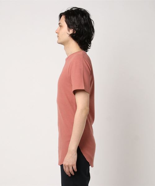 MinoriTY(マイノリティ)の「Tシャツ 半袖 ワッフル ロング丈 無地Tシャツ(Tシャツ/カットソー・メンズ・ピンク/ブラック/ベージュ/カーキ/オフホワイト/杢グレー/ネイビー・L/M/XL)」の11枚目の写真