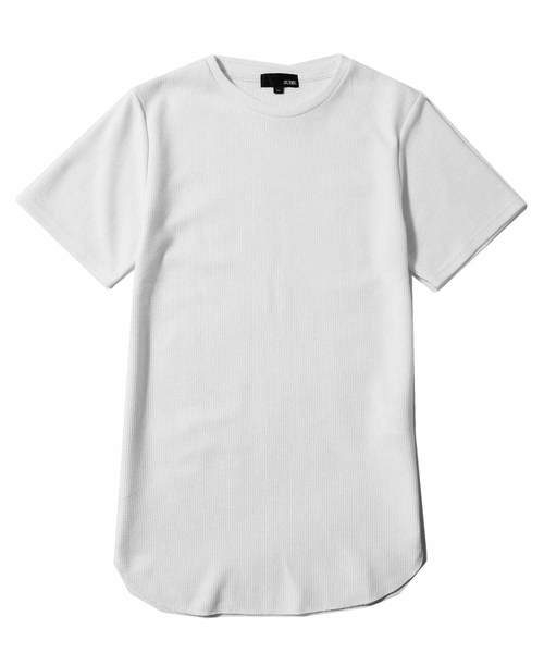 MinoriTY(マイノリティ)の「Tシャツ 半袖 ワッフル ロング丈 無地Tシャツ(Tシャツ/カットソー・メンズ・ピンク/ブラック/ベージュ/カーキ/オフホワイト/杢グレー/ネイビー・L/M/XL)」の8枚目の写真