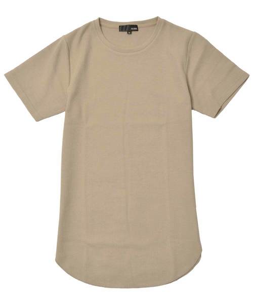 MinoriTY(マイノリティ)の「Tシャツ 半袖 ワッフル ロング丈 無地Tシャツ(Tシャツ/カットソー・メンズ・ピンク/ブラック/ベージュ/カーキ/オフホワイト/杢グレー/ネイビー・L/M/XL)」の13枚目の写真