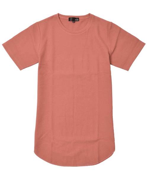 MinoriTY(マイノリティ)の「Tシャツ 半袖 ワッフル ロング丈 無地Tシャツ(Tシャツ/カットソー・メンズ・ピンク/ブラック/ベージュ/カーキ/オフホワイト/杢グレー/ネイビー・L/M/XL)」の14枚目の写真