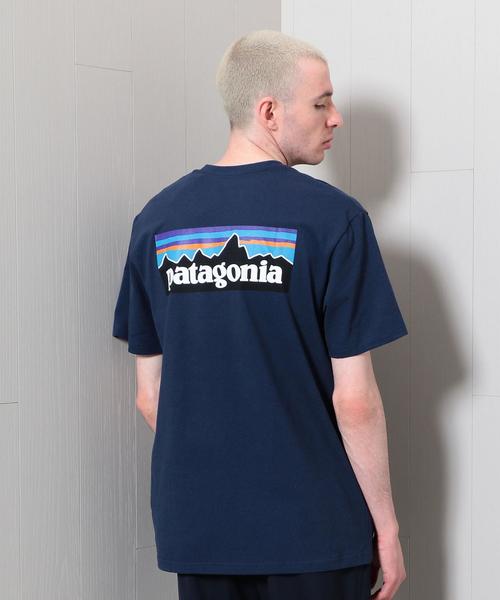 patagonia(パタゴニア)の「<patagonia>LOGO POCKET T-SHIRT/Tシャツ.(Tシャツ/カットソー・メンズ・ネイビー/ホワイト・SMALL/LARGE/MEDIUM)」の1枚目の写真