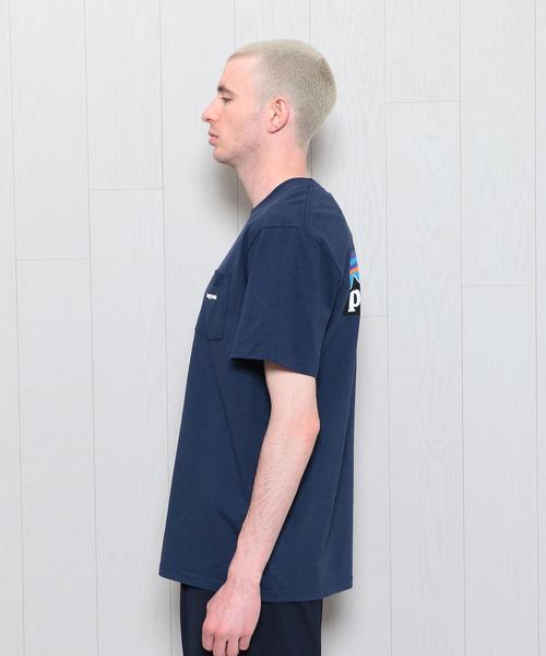 patagonia(パタゴニア)の「<patagonia>LOGO POCKET T-SHIRT/Tシャツ.(Tシャツ/カットソー・メンズ・ネイビー/ホワイト・SMALL/LARGE/MEDIUM)」の4枚目の写真