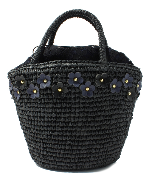 green label relaxing（グリーンレーベルリラクシング）の「[ラウゴア]Ｌａｕｇｏａ フラワーカゴバッグ（かごバッグ・レディース・ブラック/ベージュ・フリー）」の4枚目の写真