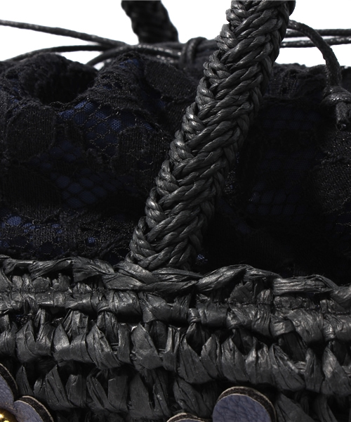 green label relaxing（グリーンレーベルリラクシング）の「[ラウゴア]Ｌａｕｇｏａ フラワーカゴバッグ（かごバッグ・レディース・ブラック/ベージュ・フリー）」の5枚目の写真