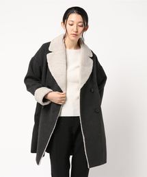 ボアデザインダブルボタンロングコート