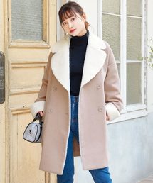 ボアデザインダブルボタンロングコート