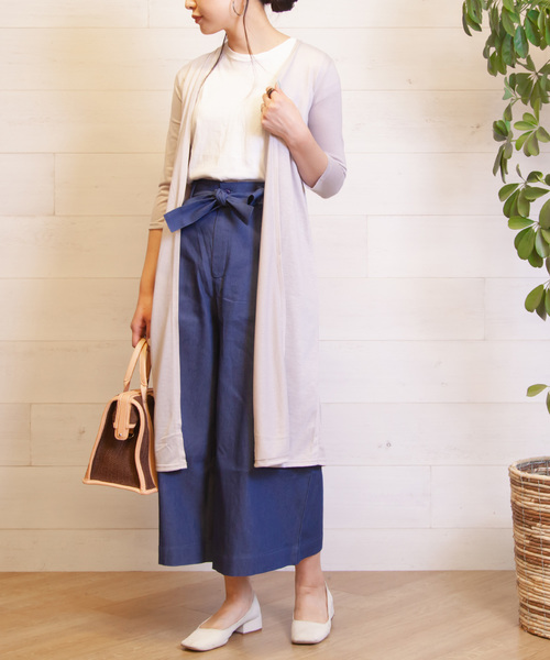 B.I.D.（ビーアイディー）の「BID / Denim Ribbon Belt Wide Pants（その他パンツ・レディース・ネイビー/ブルー・FREE）」の7枚目の写真