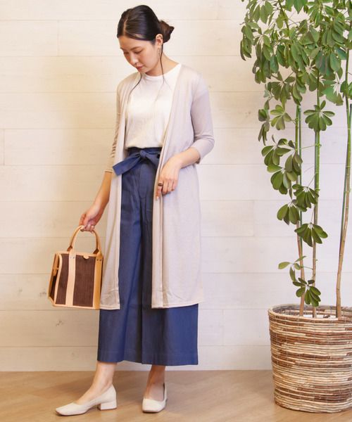 B.I.D.（ビーアイディー）の「BID / Denim Ribbon Belt Wide Pants（その他パンツ・レディース・ネイビー/ブルー・FREE）」の5枚目の写真
