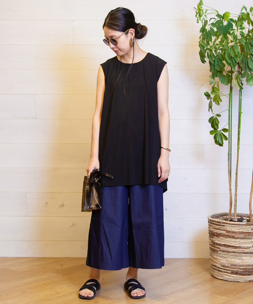 B.I.D.（ビーアイディー）の「BID / Denim Ribbon Belt Wide Pants（その他パンツ・レディース・ネイビー/ブルー・FREE）」の10枚目の写真