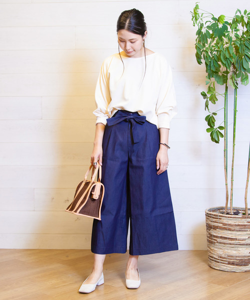 B.I.D.（ビーアイディー）の「BID / Denim Ribbon Belt Wide Pants（その他パンツ・レディース・ネイビー/ブルー・FREE）」の12枚目の写真