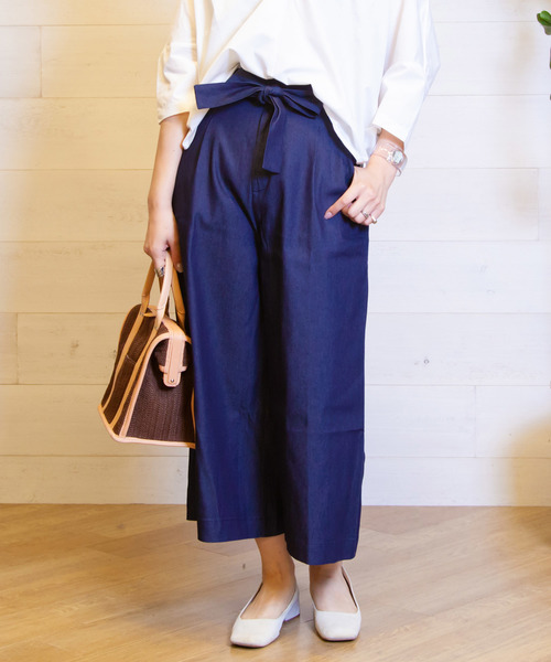 B.I.D.（ビーアイディー）の「BID / Denim Ribbon Belt Wide Pants（その他パンツ・レディース・ネイビー/ブルー・FREE）」の16枚目の写真