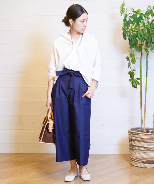 B.I.D.（ビーアイディー）の「BID / Denim Ribbon Belt Wide Pants（その他パンツ・レディース・ネイビー/ブルー・FREE）」の17枚目の写真
