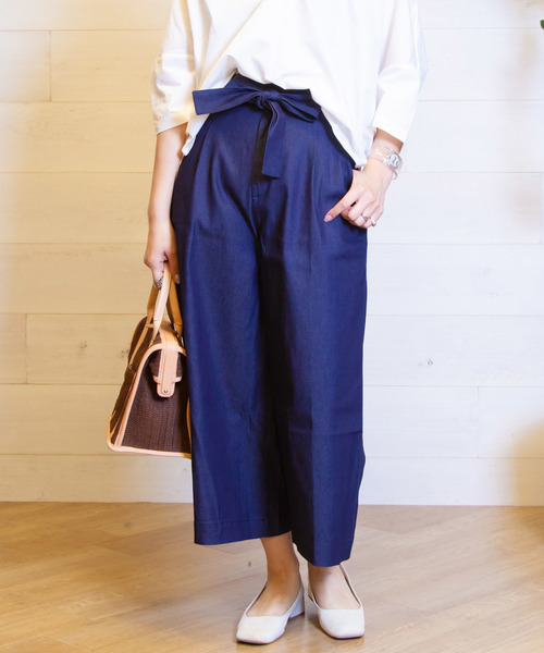 B.I.D.（ビーアイディー）の「BID / Denim Ribbon Belt Wide Pants（その他パンツ・レディース・ネイビー/ブルー・FREE）」の18枚目の写真
