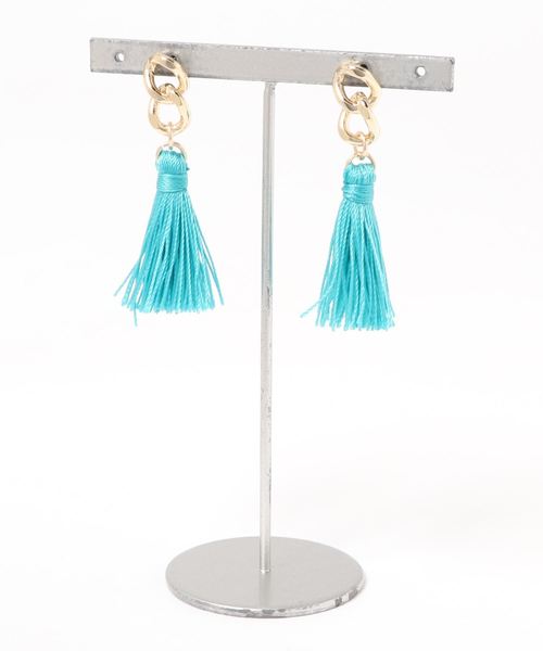 AMERICAN HOLIC（アメリカンホリック）の「チェーンタッセルピアス（ピアス（両耳用）・レディース・グレー/ターコイズブルー・FREE）」の2枚目の写真