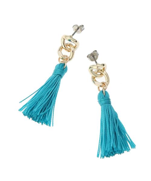 AMERICAN HOLIC（アメリカンホリック）の「チェーンタッセルピアス（ピアス（両耳用）・レディース・グレー/ターコイズブルー・FREE）」の4枚目の写真