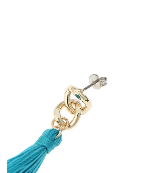 AMERICAN HOLIC（アメリカンホリック）の「チェーンタッセルピアス（ピアス（両耳用）・レディース・グレー/ターコイズブルー・FREE）」の5枚目の写真