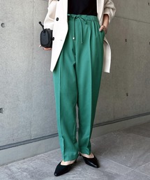 【4サイズ展開】きれいめツイル美脚ドローストリングテーパードパンツ(S/M/L/XL)