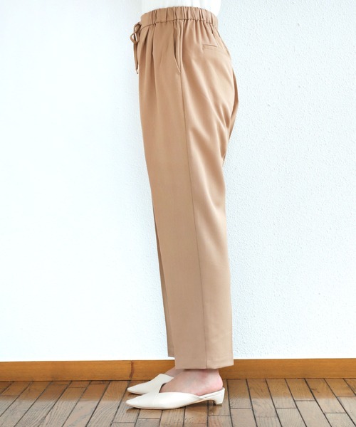 13色展開】きれいめツイル美脚ドローストリングテーパードパンツ