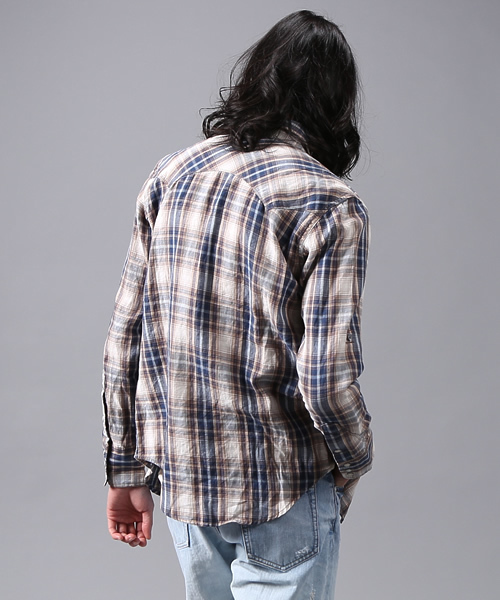 goa（ゴア）の「リネンコットンチェックウエスタンシャツ（シャツ/ブラウス・メンズ・グリーン/ブルー/レッド/ベージュ・FREE）」の5枚目の写真