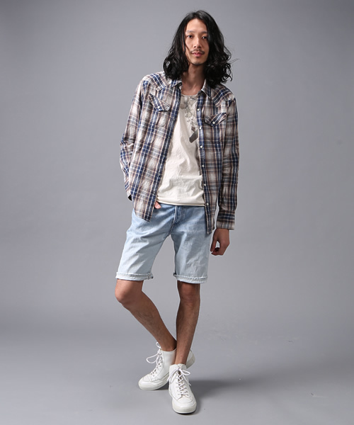 goa（ゴア）の「リネンコットンチェックウエスタンシャツ（シャツ/ブラウス・メンズ・グリーン/ブルー/レッド/ベージュ・FREE）」の13枚目の写真