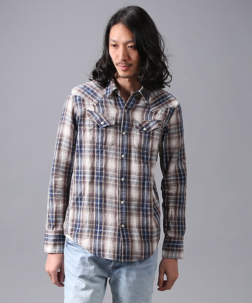 goa（ゴア）の「リネンコットンチェックウエスタンシャツ（シャツ/ブラウス・メンズ・グリーン/ブルー/レッド/ベージュ・FREE）」の7枚目の写真