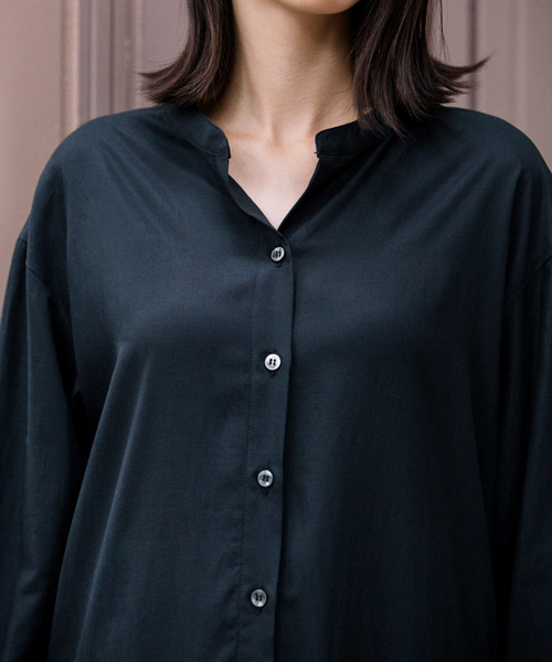 Munich（ミューニック）の「リヨセルコットンブロード＆デシンドッキングシャツワンピース（シャツワンピース・レディース・ホワイト/ブラック/ネイビー/カーキ・FREE）」の8枚目の写真