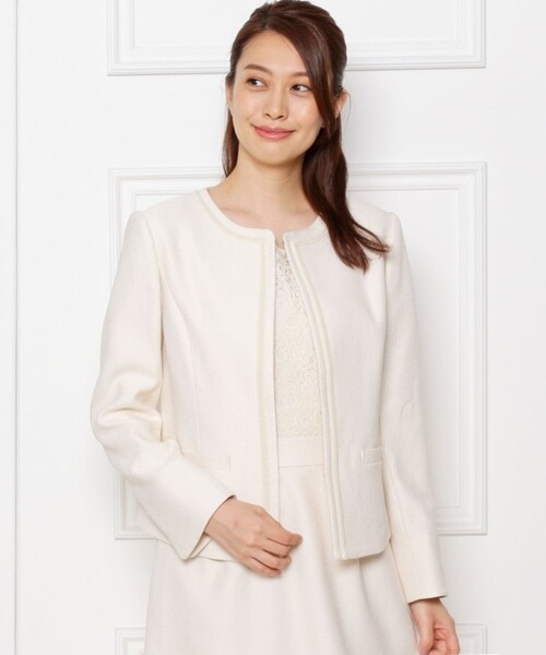 セール】【S-5L/洗える】らくドビーノーカラージャケット（ノーカラー