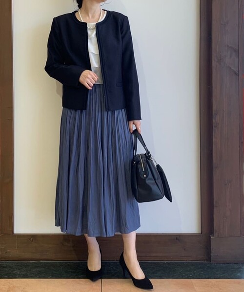 SHOO・LA・RUE(シューラルー)の「【S-5L/洗える】らくドビーノーカラージャケット(ノーカラージャケット・レディース・ナチュラル/ダークネイビー/ネイビー系6/ベージュ系その他4・01/02/03/04/05/06/07)」の9枚目の写真