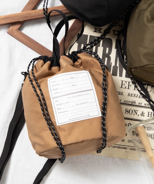 WEGO（ウィゴー）の「WEGO/ミリタリー2WAY巾着バッグ（ショルダーバッグ・メンズ・ブラック/カーキ/キャメル・FREE）」の3枚目の写真