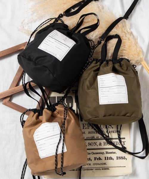 WEGO（ウィゴー）の「WEGO/ミリタリー2WAY巾着バッグ（ショルダーバッグ・メンズ・ブラック/カーキ/キャメル・FREE）」の10枚目の写真