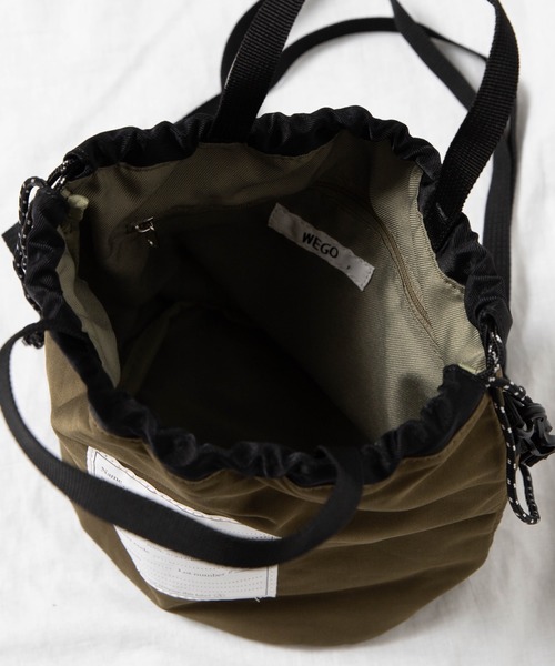WEGO（ウィゴー）の「WEGO/ミリタリー2WAY巾着バッグ（ショルダーバッグ・メンズ・ブラック/カーキ/キャメル・FREE）」の12枚目の写真