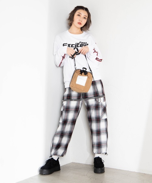 WEGO（ウィゴー）の「WEGO/ミリタリー2WAY巾着バッグ（ショルダーバッグ・メンズ・ブラック/カーキ/キャメル・FREE）」の9枚目の写真