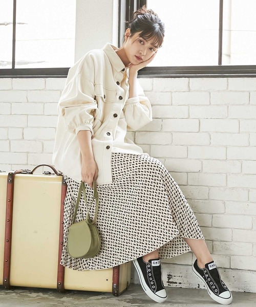 KOBE LETTUCE（コウベレタス）の「アコーディオンロング丈プリーツスカート（スカート・レディース・オリーブ/オレンジ/アイボリー・FREE）」の9枚目の写真