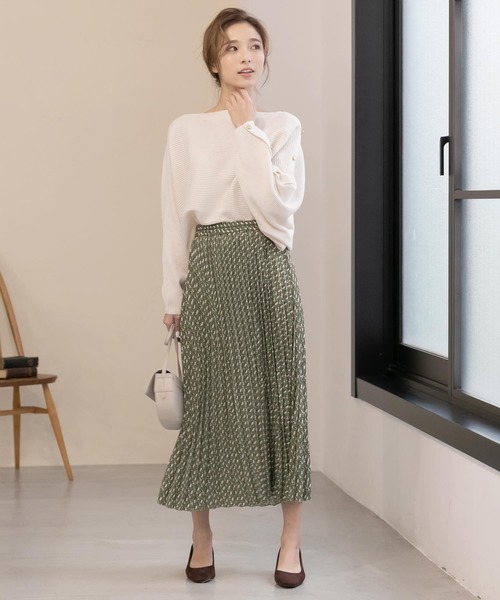 KOBE LETTUCE（コウベレタス）の「アコーディオンロング丈プリーツスカート（スカート・レディース・オリーブ/オレンジ/アイボリー・FREE）」の12枚目の写真