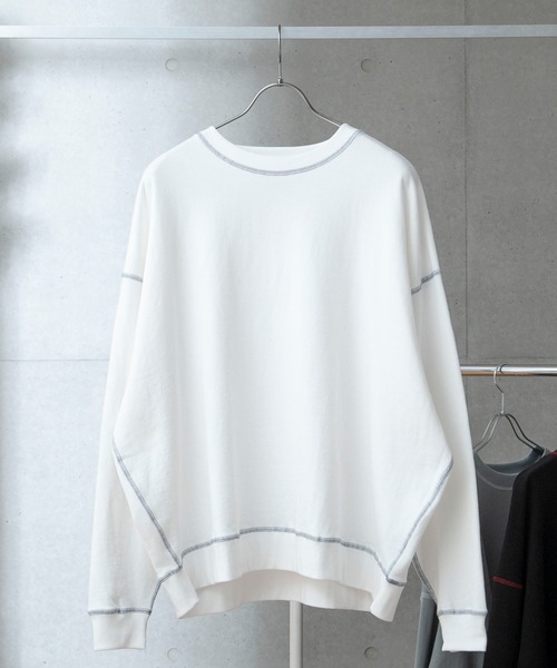 anown(アノン)の「ドルマンスリーブステッチ配色ビッグ裏毛スウェット【ファッションインフルエンサー tai×anown 限定コラボ】(スウェット・メンズ・ホワイト/ブラック/モカ/ブルー系その他/グリーン系その他/ラベンダー/ネイビー・M/L/XL)」の14枚目の写真