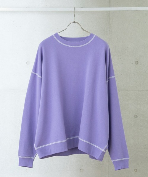 anown(アノン)の「ドルマンスリーブステッチ配色ビッグ裏毛スウェット【ファッションインフルエンサー tai×anown 限定コラボ】(スウェット・メンズ・ホワイト/ブラック/モカ/ブルー系その他/グリーン系その他/ラベンダー/ネイビー・M/L/XL)」の9枚目の写真