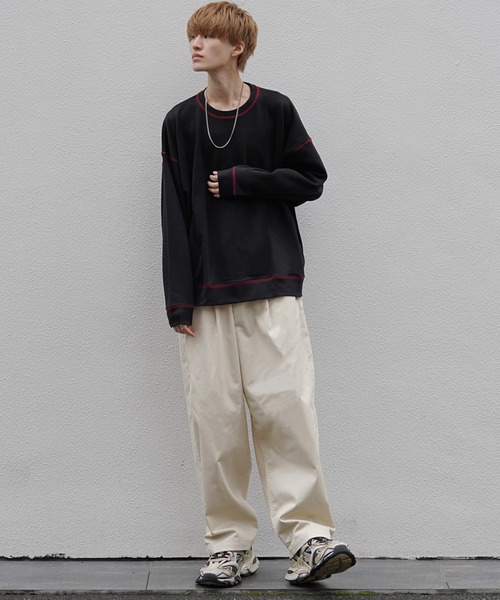 anown(アノン)の「ドルマンスリーブステッチ配色ビッグ裏毛スウェット【ファッションインフルエンサー tai×anown 限定コラボ】(スウェット・メンズ・ホワイト/ブラック/モカ/ブルー系その他/グリーン系その他/ラベンダー/ネイビー・M/L/XL)」の20枚目の写真