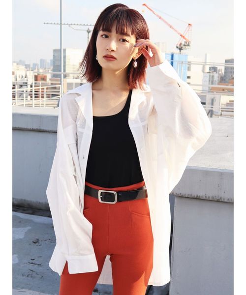 EMODA（エモダ）の「シアーバルキーシャツ（シャツ/ブラウス・レディース・ホワイト/ブラック/ブルー/マスタード・FREE）」の2枚目の写真