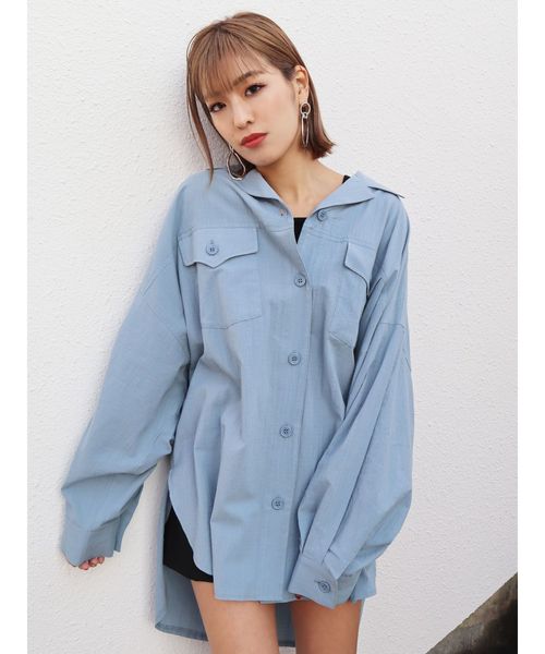 EMODA（エモダ）の「シアーバルキーシャツ（シャツ/ブラウス・レディース・ホワイト/ブラック/ブルー/マスタード・FREE）」の4枚目の写真