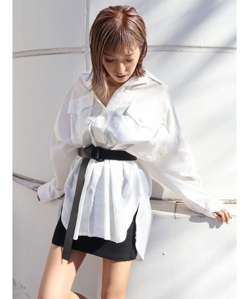 EMODA（エモダ）の「シアーバルキーシャツ（シャツ/ブラウス・レディース・ホワイト/ブラック/ブルー/マスタード・FREE）」の18枚目の写真