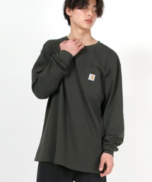 carhartt（カーハート）ブランドワンポイントロゴ刺繍 ポケットロンT/無地/長袖Tシャツ メンズ レディース