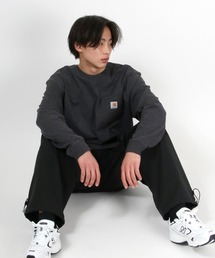 carhartt(カーハート)ブランドワンポイントロゴ刺繍 ポケットロンT/無地/長袖Tシャツ メンズ レディース