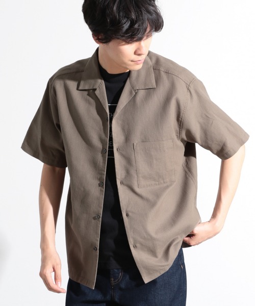 LAKOLE（ラコレ）の「コットンパナマシャツ / LAKOLE（シャツ/ブラウス・メンズ・ブラウン/オフホワイト/グリーン/サンドグレー・MEDIUM/LARGE）」の2枚目の写真