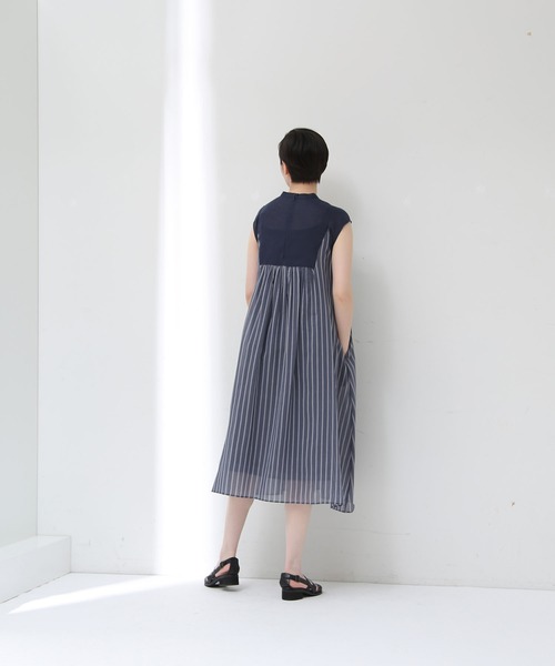 Tristesse アデュートリステス のファッション Adieu Tristesse Adieu ワンピース ドレス セール ストライプ 麻コンビ ワンピース ワンピース 国内正規品新品本物 ワンピース