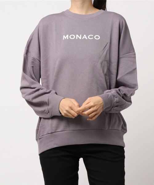 コットン100%綿100%ロゴシンプル長袖裏毛トップス