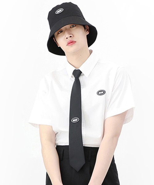 BASIC COTTON（ベーシックコットン）の「『BASIC COTTON/ベーシックコットン』BCN logo half shirt/ロゴハーフシャツ（シャツ/ブラウス・レディース・ホワイト/ブラック・FREE）」の2枚目の写真